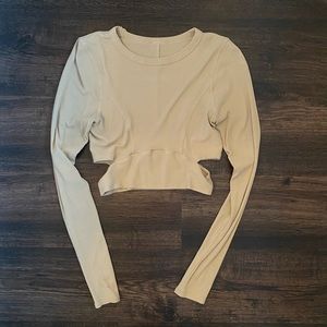 Cream Lululemon Ribbed Crop Top